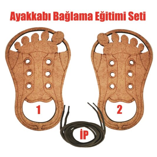 Ahşap Ayakkabı Bağlama Öğrenme Seti, Montessori Oyuncağı, Stem - Görsel 2