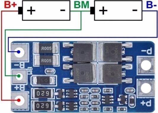 2s 10A 7.4V 18650 Bms Lityum Batarya Pil Akü Koruma Kartı Protection Board - Görsel 2
