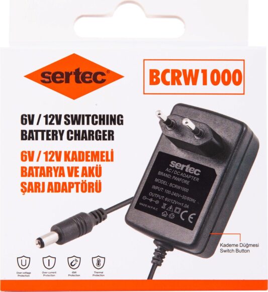 Sertec BCRW1000 6V/12V 1A Kademeli Batarya ve Akü Şarj Adaptörü - Görsel 2