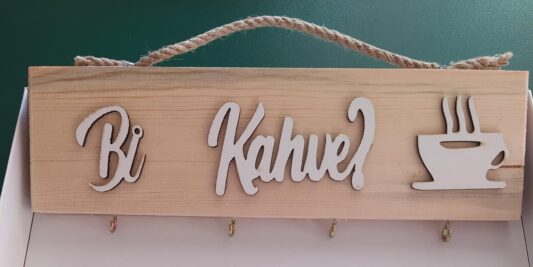 Ahşap Bi Kahve Yazısı Duvar Tablo BEYAZ  Dekoratif  Mutfak Yazıları.