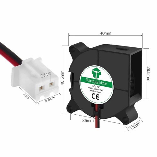 4020 Salyangoz Blower Fan 12V DC Fırçasız Soğutucu Fan (40x40x20mm) - 3D Yazıcı Uyumlu - Görsel 2