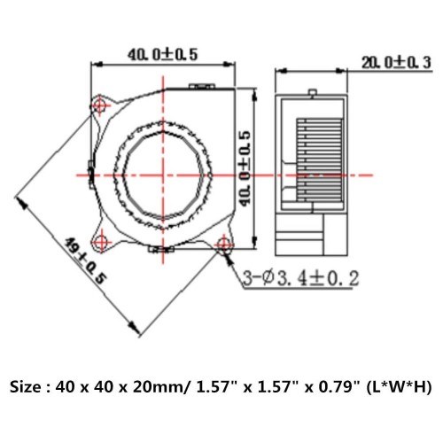 4020 Salyangoz Blower Fan 12V DC Fırçasız Soğutucu Fan (40x40x20mm) - 3D Yazıcı Uyumlu - Görsel 3