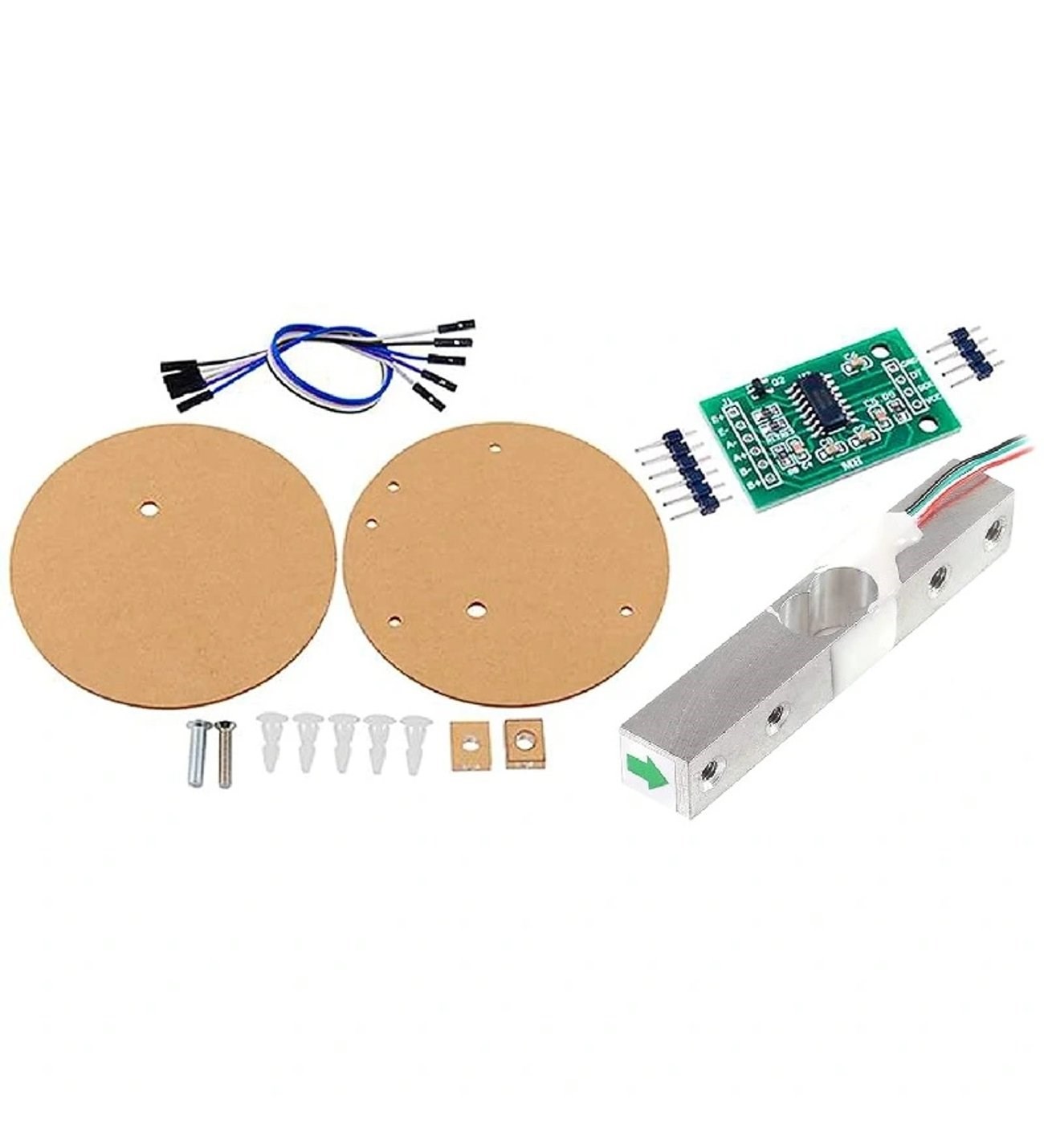 10 Kg Yük Hücresi ve HX711 Ağırlık Sensörü Modülü Seti - Arduino Uyumlu Şeffaf Akrilik Tartı Kiti - Görsel 3