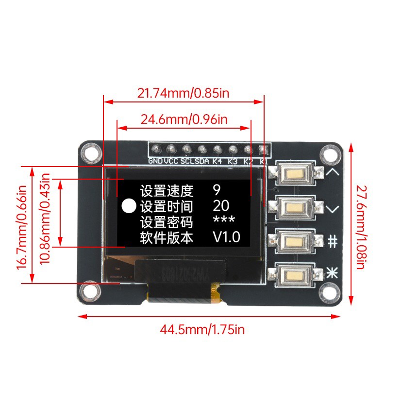 0.96 İnç 128x64 I2C OLED Ekran Modülü - 4 Butonlu SSD1315 Beyaz Grafik Lcd Ekran Arduino Uyumlu - Görsel 2