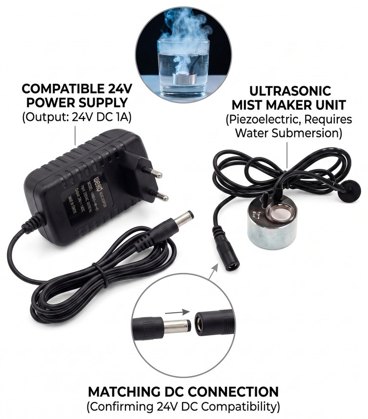 24V Adaptörlü Ultrasonik Sis Yapıcı Su Altı Buhar ve Sis Efekti Atomizer Seti - Görsel 3