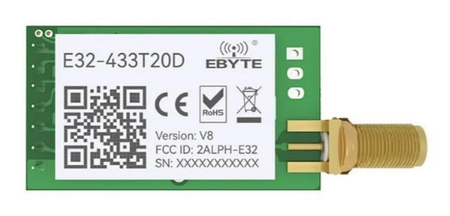 Ebyte E32-433T20D 433MHz 20dBm UART LoRa RF Kablosuz Haberleşme Modülü SMA Anten Çıkışlı