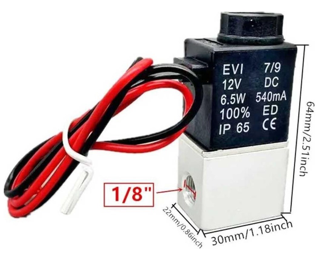 12V DC 2 Konumlu 3 Yönlü 1/8 İnç Pnömatik Solenoid Valf - Görsel 4