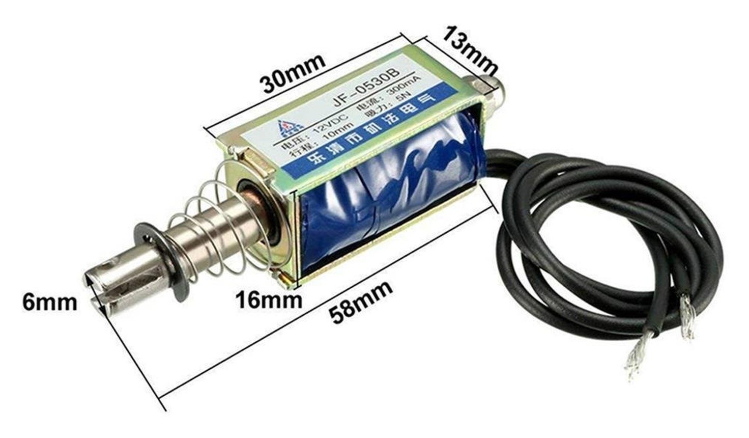 12V DC İtme Çekme Solenoid Elektromıknatıs 10mm Strok 5N Güç JF-0530B - Görsel 4