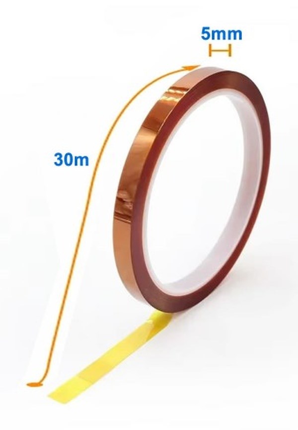 Isıya Dayanıklı Poliimid Bant 5mm x 30 Metre Devre Maskeleme Bandı - Görsel 6