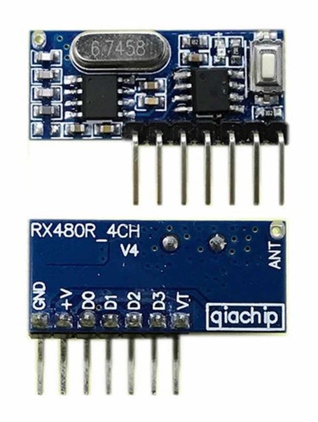 Qiachip RX480-E 433 MHz 4 Kanallı RF Kablosuz Alıcı Modülü