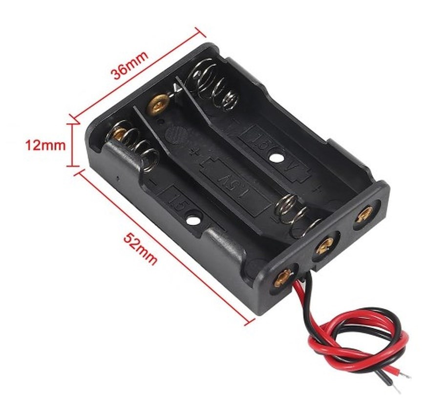 2 Adet 3'lü AAA Pil Yatağı 4.5V Çıkışlı Açık Kasa Kablolu Yuva - Görsel 4