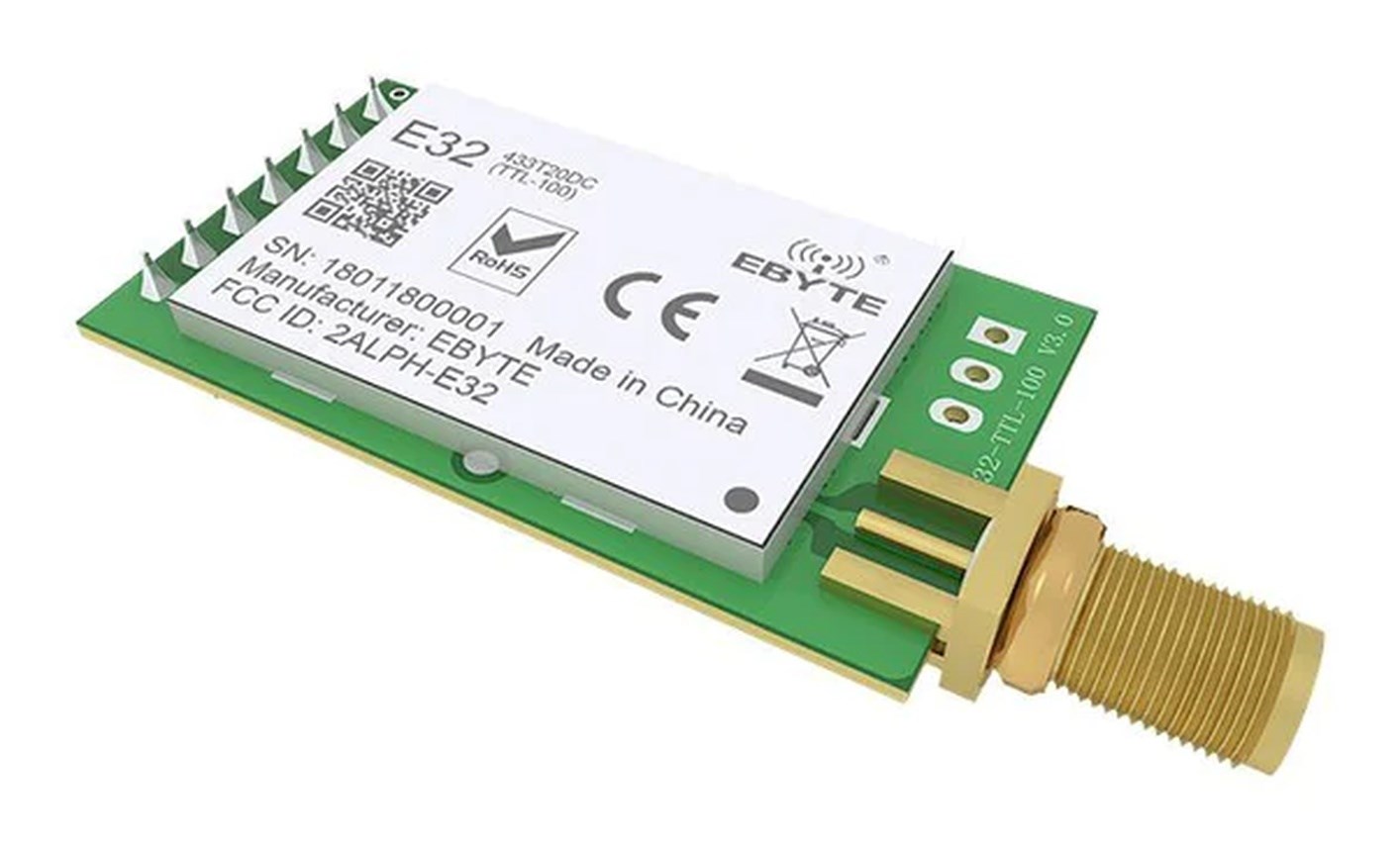 Ebyte E32-433T20D 433MHz 20dBm UART LoRa RF Kablosuz Haberleşme Modülü SMA Anten Çıkışlı - Görsel 3