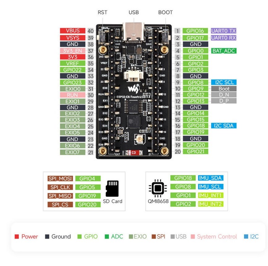ESP32-C6 1.9 İnç LCD Ekranlı Geliştirme Kartı - Görsel 6