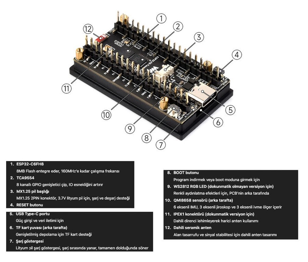 ESP32-C6 1.9 İnç LCD Ekranlı Geliştirme Kartı - Görsel 8