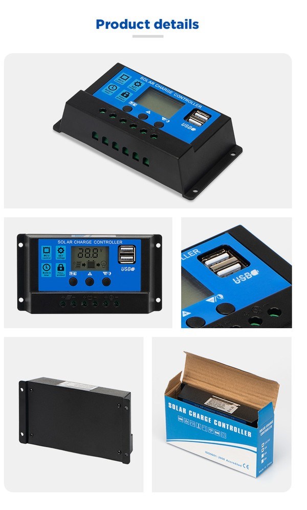 30A Güneş Paneli Şarj Kontrol Cihazı 12V 24V Otomatik Regülatörü LCD Ekranlı Çift USB - Görsel 11