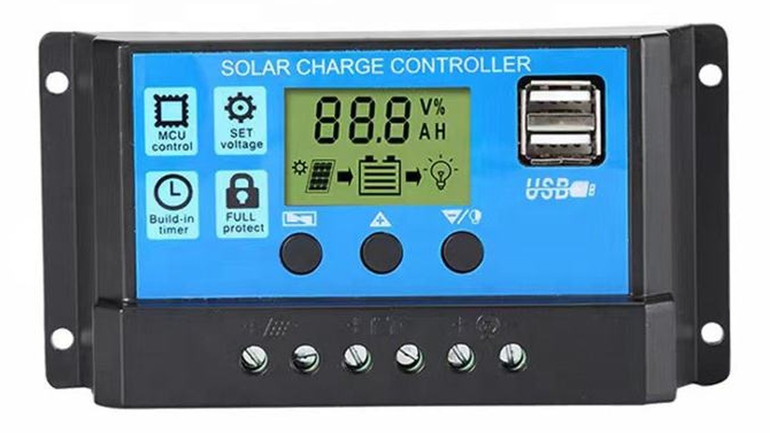 30A Güneş Paneli Şarj Kontrol Cihazı 12V 24V Otomatik Regülatörü LCD Ekranlı Çift USB - Görsel 5
