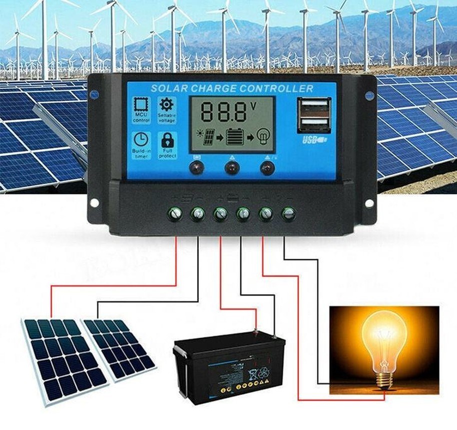 30A Güneş Paneli Şarj Kontrol Cihazı 12V 24V Otomatik Regülatörü LCD Ekranlı Çift USB - Görsel 8